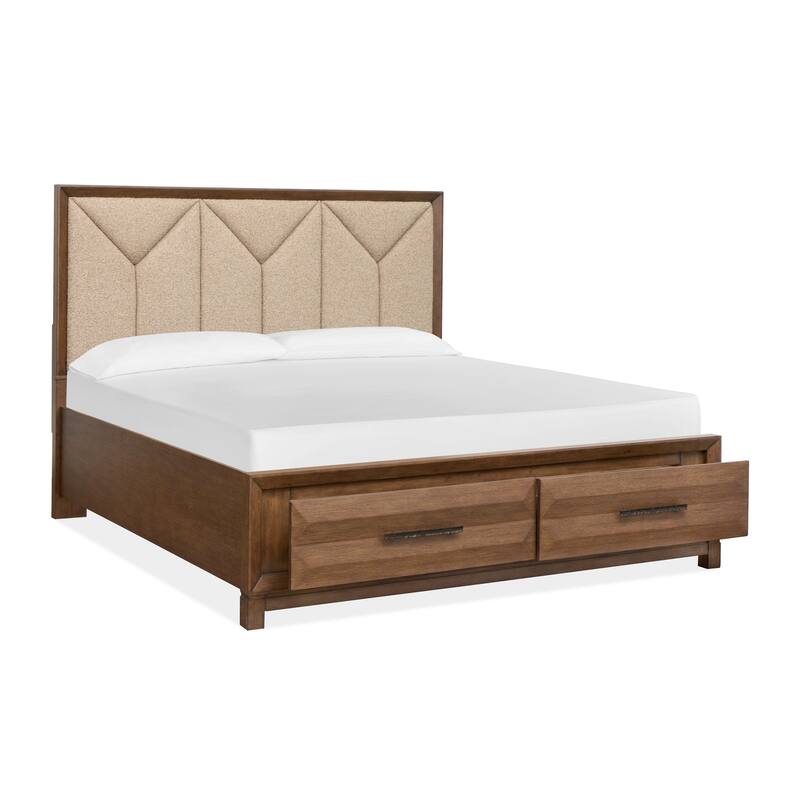 Magnussen Home Callisto Bourbon Brown Upholstered Panel Storage Bed