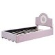 preview thumbnail 15 of 28, Twin Upholstered Platform Bed with LED Headboard, Pink Flannel Finish
