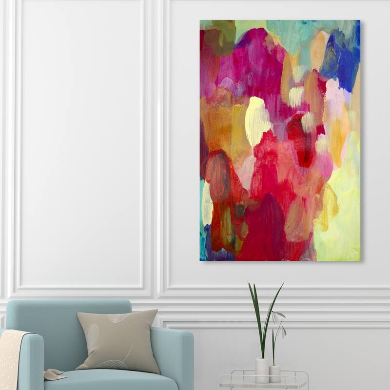 Wynwood Studio Canvas Abstract Firework Reflection II Pink and Light Yellow Modern & Contemporary Wall Art Canvas Print - 54 x 36