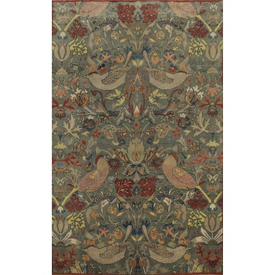 Hand Knotted Oriental 100% Wool Carpet Traditional All-Over Green Ziegler Area Rug - 13' 10'' X 10' 1''