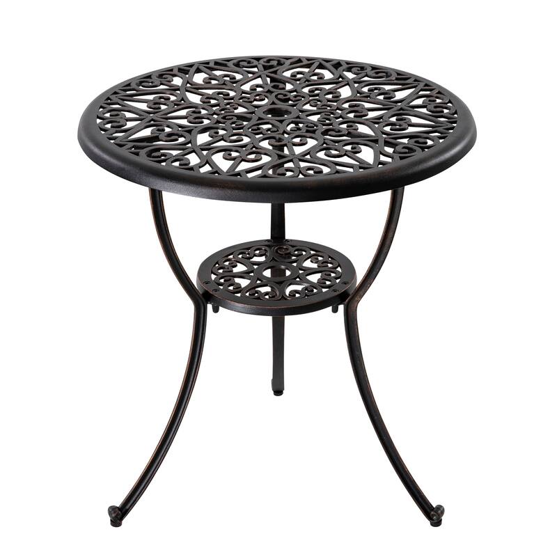 Outdoor 3-Piece Cast Aluminum Patio Set with 1.77" Umbrella Hole