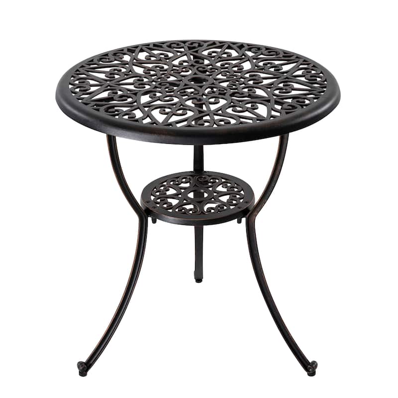 Outdoor 3-Piece Cast Aluminum Patio Set with 1.77" Umbrella Hole