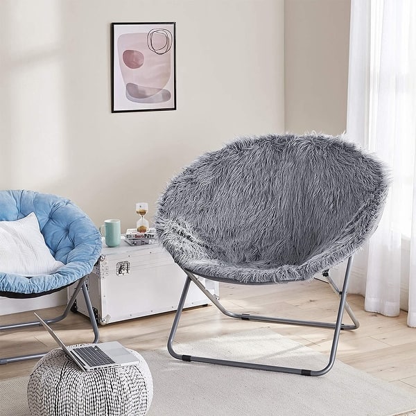 slide 2 of 12, Giant Moon Chair - Mega Furry Plush by DormCo Dark Gray