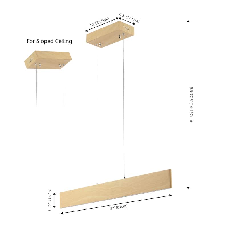 Julian 40" Dimmable Adjustable Integrated LED Metal Linear Pendant, by JONATHAN Y