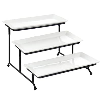Elama 3 Tier Rectangular Plate Porcelain Serveware Set