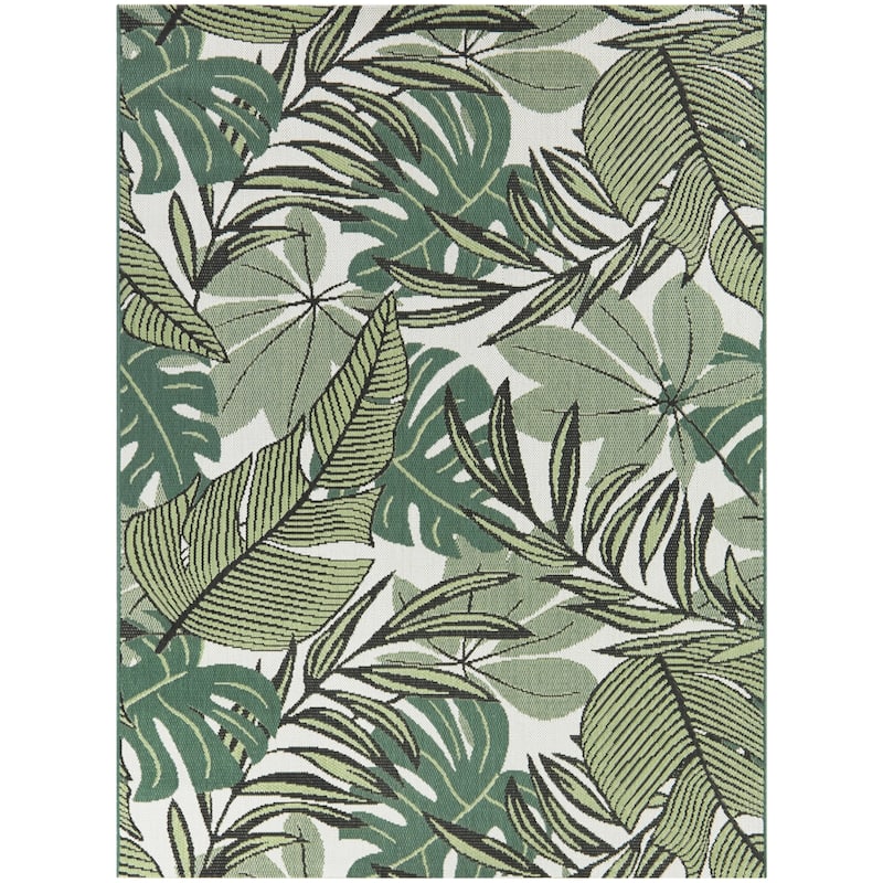 Aquilina Tropical Botanical Indoor/Outdoor Area Rug - 7'10" x 9'10" - 7'10" x 9'10" - White