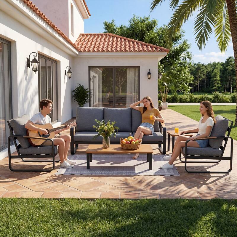 Outdoor Patio Conversation Sofa Set with Cushions