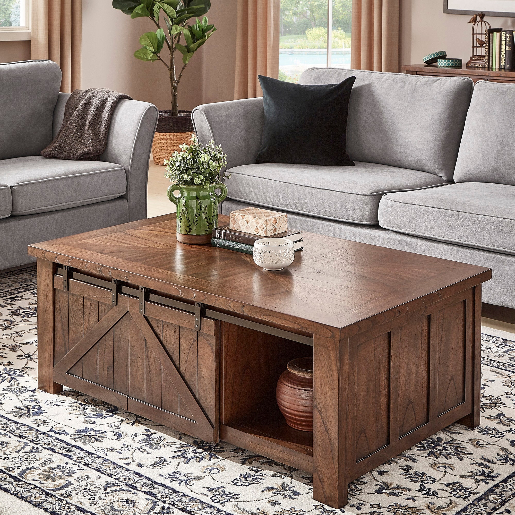 Barn door coffee shop table set