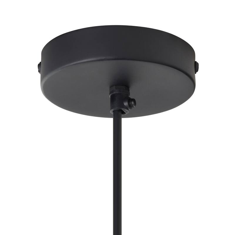Quinn River of Goods Black Metal and Hand Blown Glass 6-Inch Pendant Light with Adjustable Hanging Cord - 6" x 6" x 60"