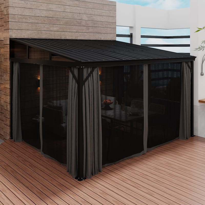 Aluminum Patio Gazebo Curtains Mosquito Netting Outdoor Canopy Backyard Poolside Garage Door