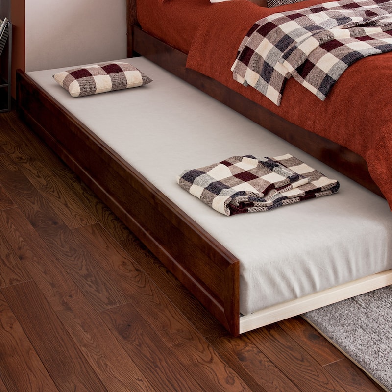 Barcelona Full Panel Platform Bed with Twin Trundle in Walnut