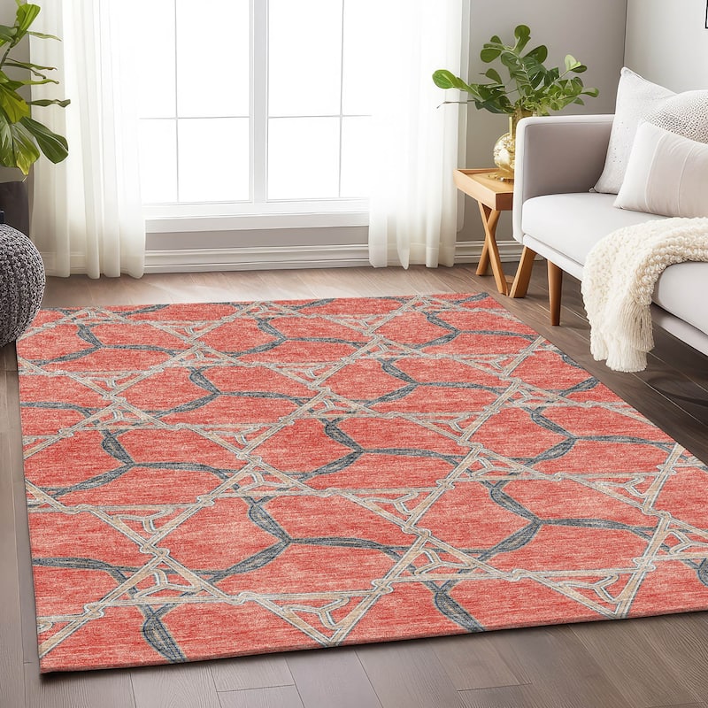 Premium Washable Super Soft Modern Tangle Mayfield Rug - Coral - 10' x 14'