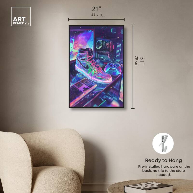 Neon Gaming Set Up Canvas by Art Remedy
