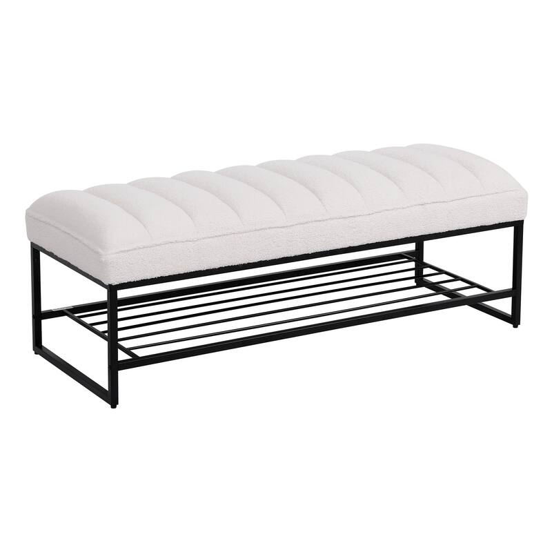 Channel Tufted Upholstered Bench With Metal Shelf ?imwidth=714&impolicy=medium