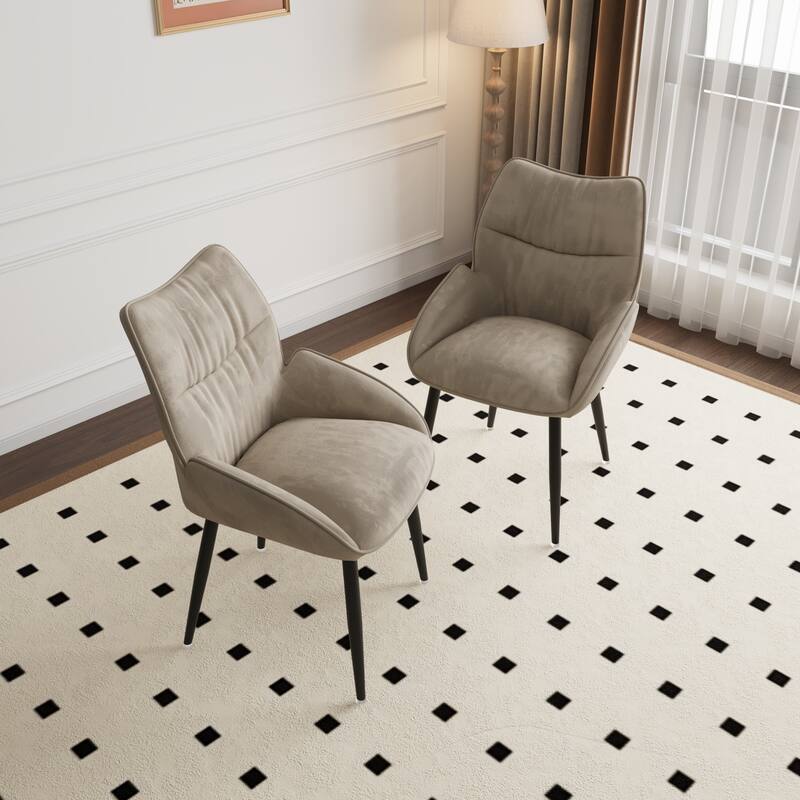 Modern Luxurious Velvet Dining Chair with High-Resilience Seat Cushion and Silent Foot Pad, for Dining Room, 2-Piece Set - Grey
