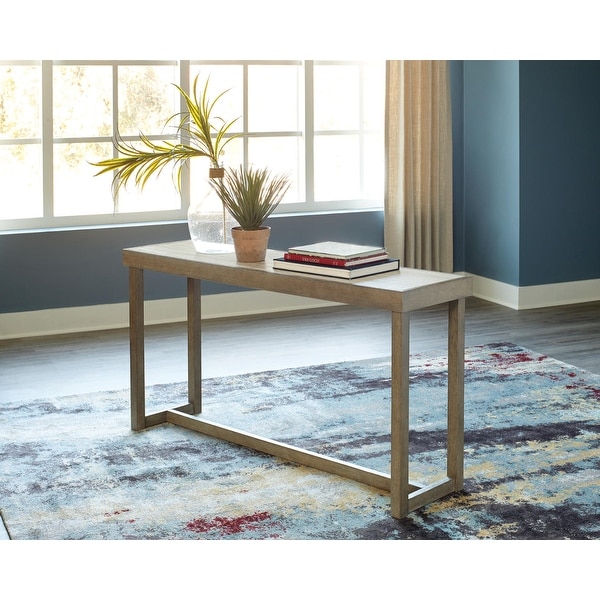 Challene Light Gray Sofa Table - 60"W x 16"D x 31"H. Opens flyout.