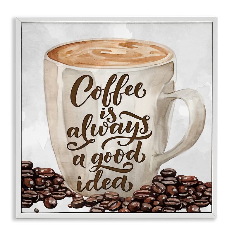 Stupell Coffee Phrase Classic Mug Framed Giclee Art Design By Kim Allen - 17 x 17 - White