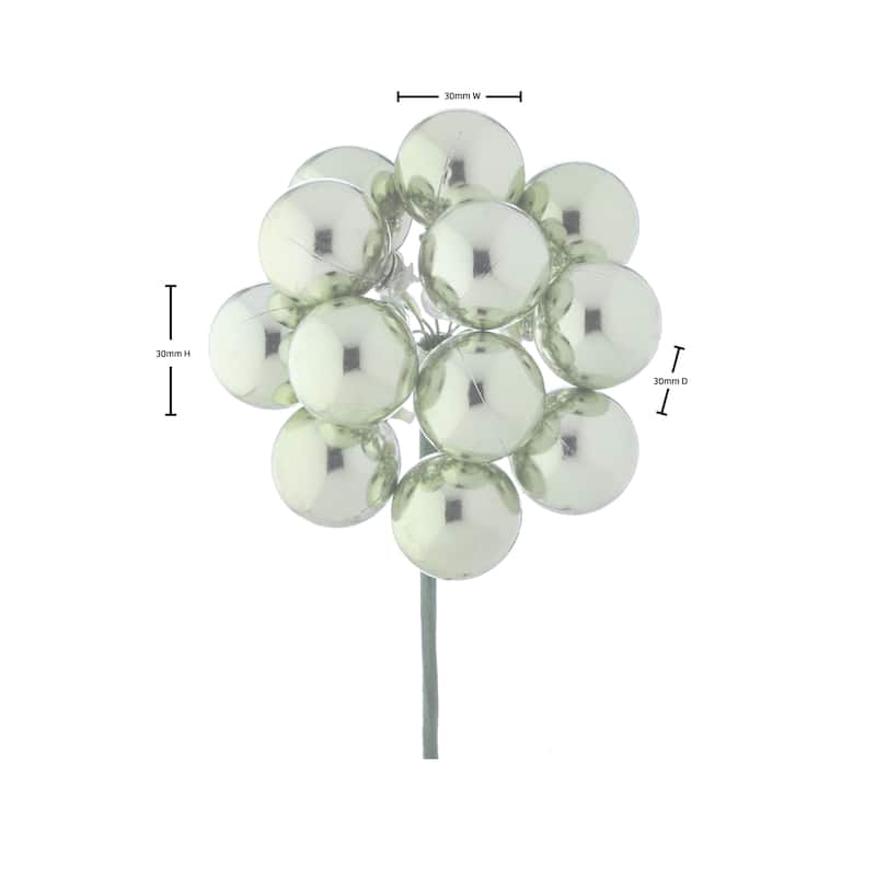 30mm Shatterproof Plastic 12 Bunch Shiney Stemball Set of 4