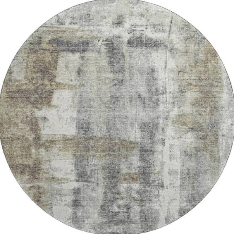 HomeRoots Abstract Transitional Round Area Rug - 8' Round