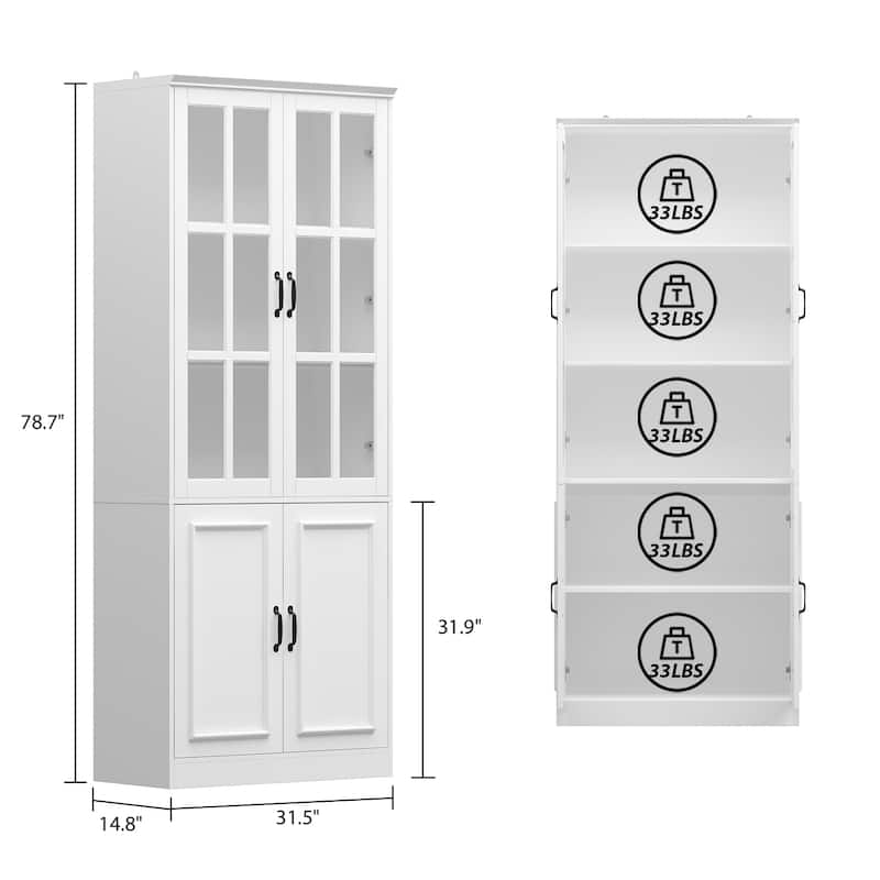 China Cabinet with Tempered Glass Doors Glass Door Storage Cabinet