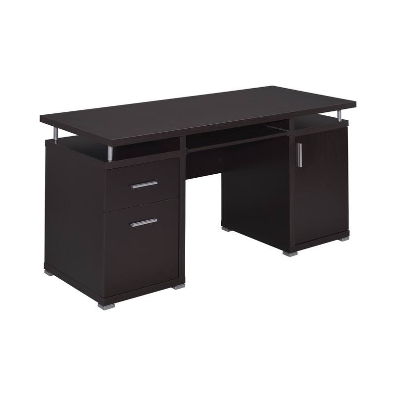 Computer Desk with 2 Drawers and Cabinet in Cappuccino