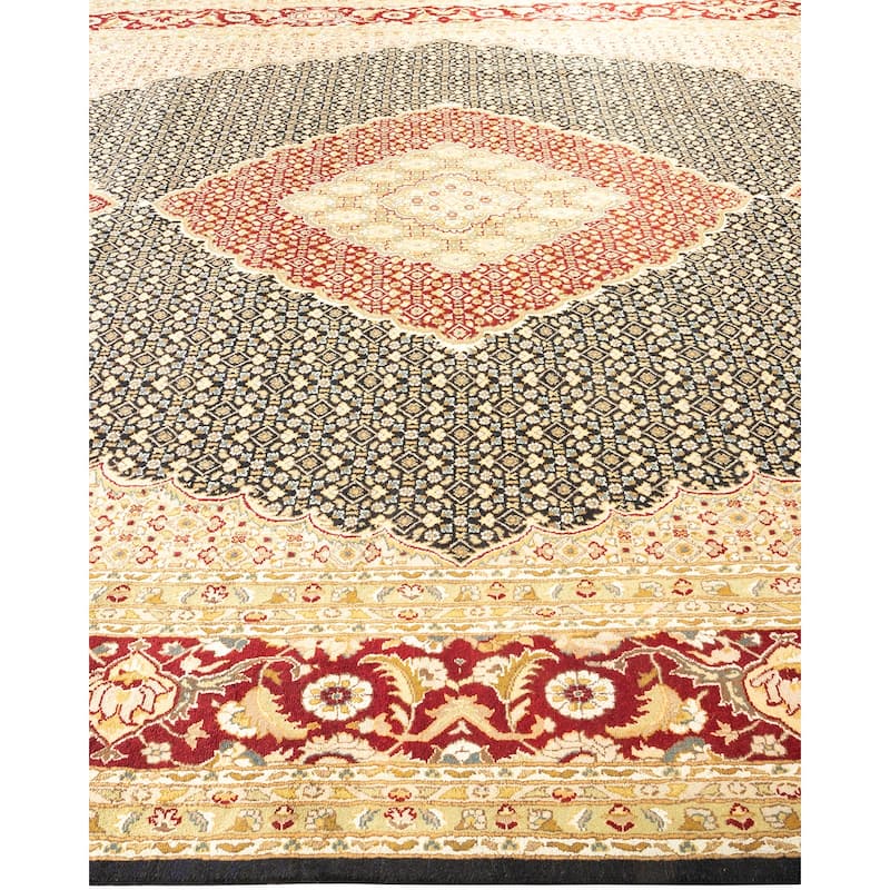 Overton Hand Knotted Wool Vintage Inspired Traditional Mogul Black Area Rug - 9 x 12