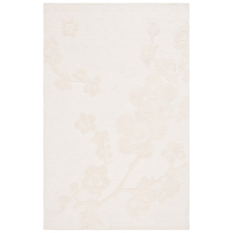 SAFAVIEH Handmade Ebony Gladys Modern Wool Rug - 6' Square - Ivory