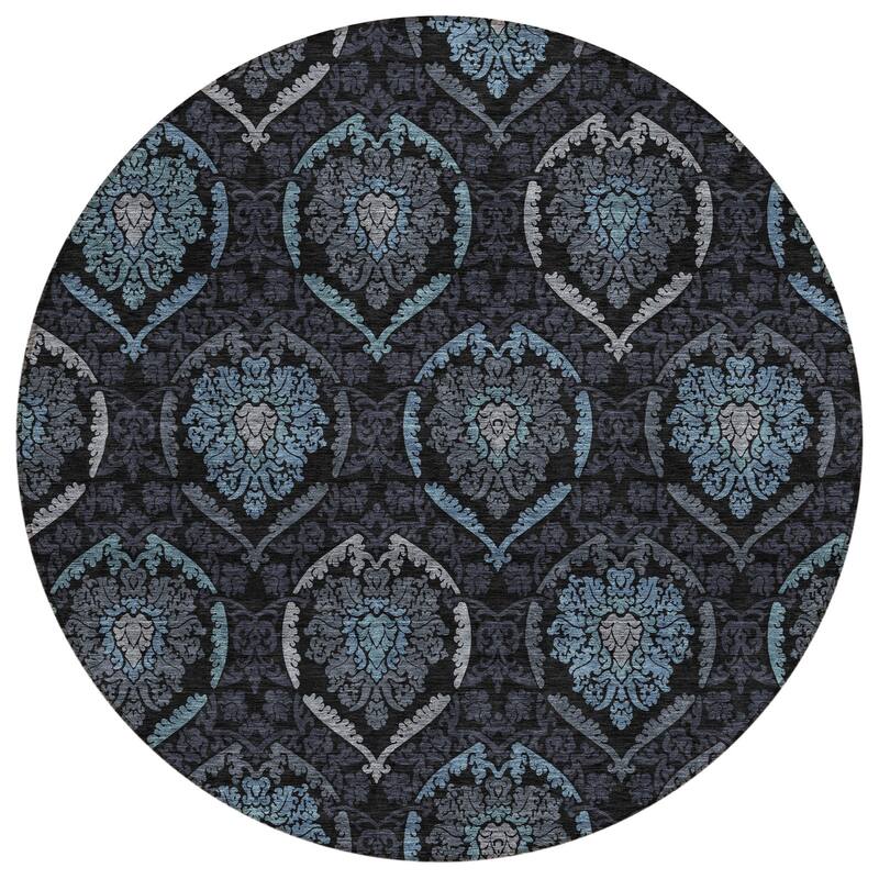 Machine Washable Indoor/ Outdoor Chantille Traditional Damask Rug