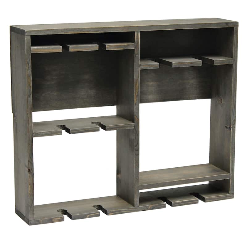 Elegant Designs Bartow Wall Mounted Wood Wine Rack Shelf with Glass Holder - 19.70 x 4.40 x 16.40 (L x W x H)