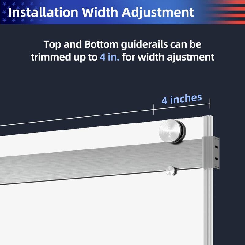 Sliding Frameless Shower Door with 3/8 Inch (10mm) Thick Tampered Glass