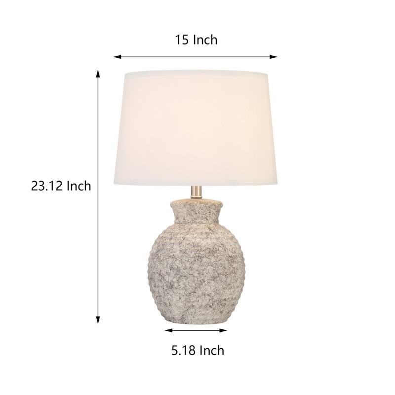 Acroma Textured Ceramic Table Lamp with White Linen Shade