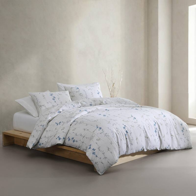Calvin Klein Wildflower Cotton Reversible Beige Duvet Cover Set