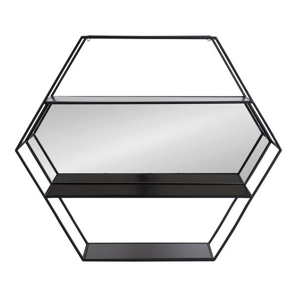 鏡 Kate and Laurel Lintz Hexagon Shelves Kate and Laurel Lintz Hexagon Wall Mirror Shelves - Bed Bath