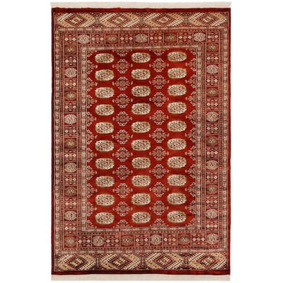 Tribal Bokhara Marcel Rust Beige Hand Knotted Rug - 4'2'' x 6'0''