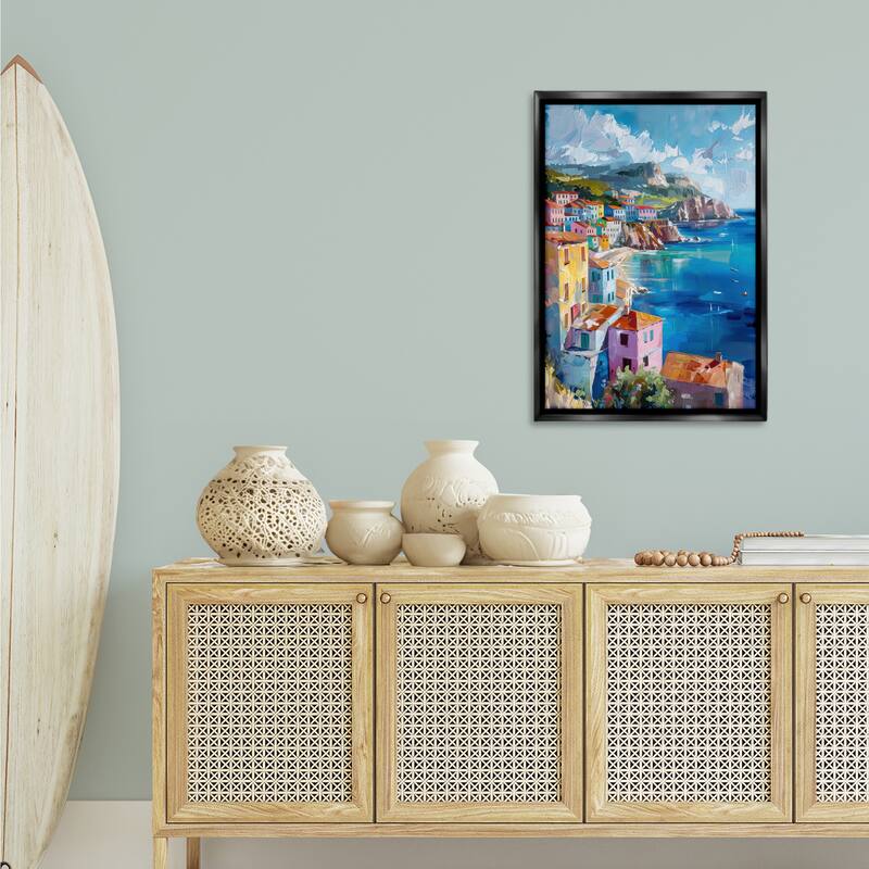 Stupell View Over Coastal Town Framed Floater Canvas Wall Art Design By LSR Design Studio