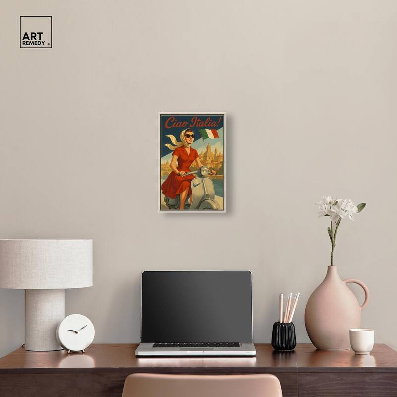 Scooter Italian Travel Canvas by Art Remedy