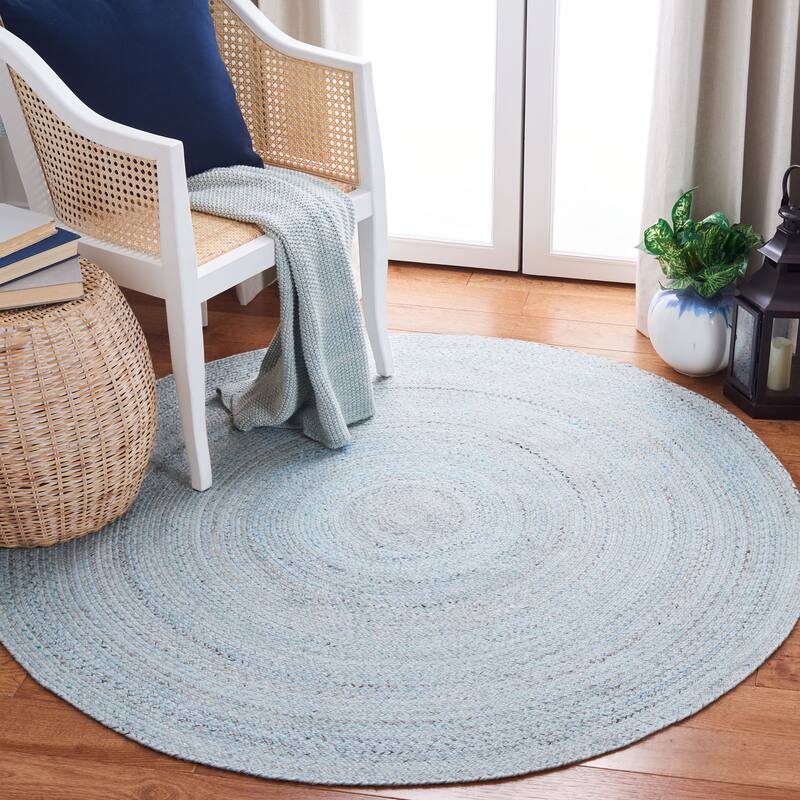 SAFAVIEH Braided Bjarnrin Flatweave Rug - 5' Round - Blue/Grey