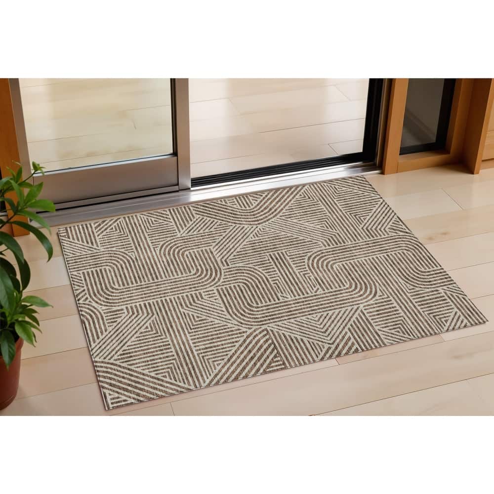 HomeRoots Abstract Transitional Rectangle Outdoor Rug