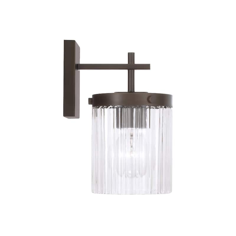 5.5" W x 10.75" H 1-Light Sconce with Clear Beveled Fluted Glass - 5.5"W x 10.25"H x 8"E