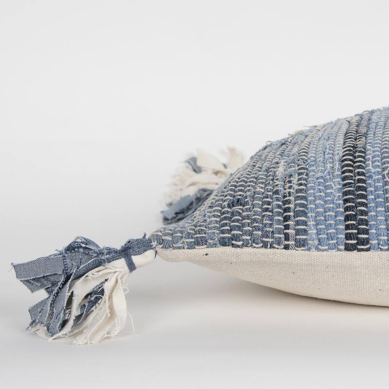 Rizzy Home Striped Textured Recycled Denim Throw Pillow