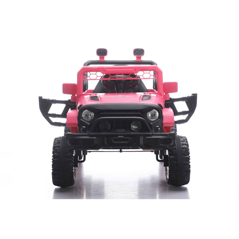 12V Kids Electric Off-Road Car with Remote Control, Pink Ride on Car Battery Powered Electric Car with LED Lights