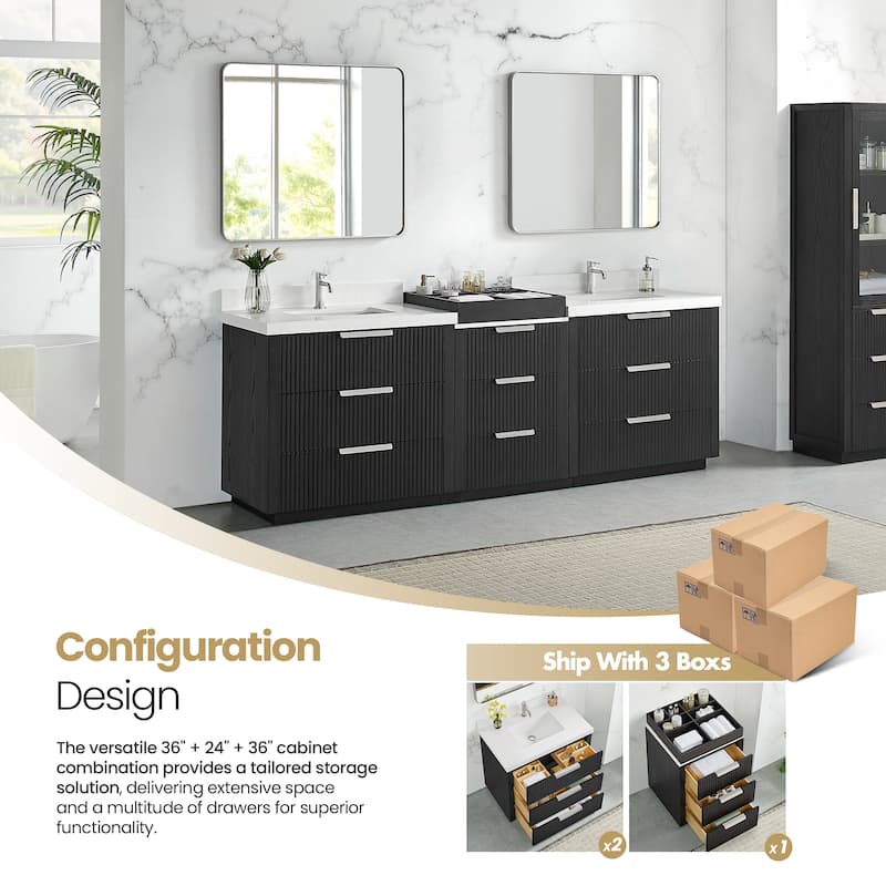 Santarem Double Vanity with Pure White Quartz Stone Top without Mirror