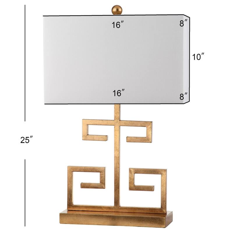 SAFAVIEH Lighting Ericka 24-inch Antique Silver Greek Key Table Lamp (Set of 2) - 16Wx8Dx25H - Gold