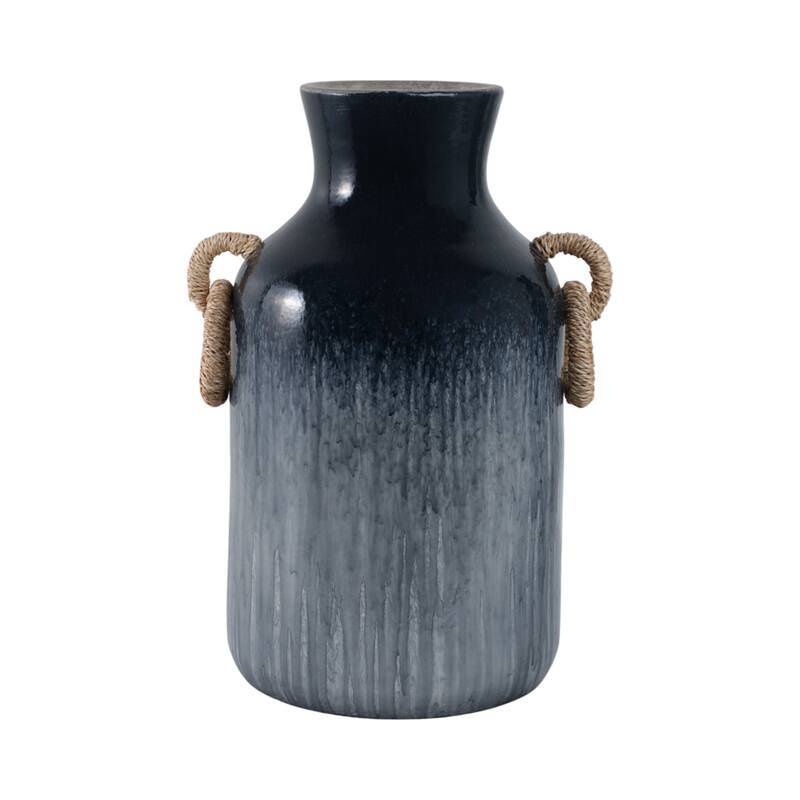 Pottery Jute Decorative Vase Rustic Wrapped Handles Clay Design