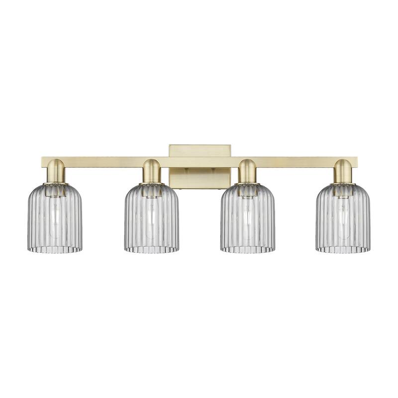 Innovations Lighting 716-4W-11-32 Bridal Veil Vanity Bridal Veil 4 - Antique Brass / Light Smoke