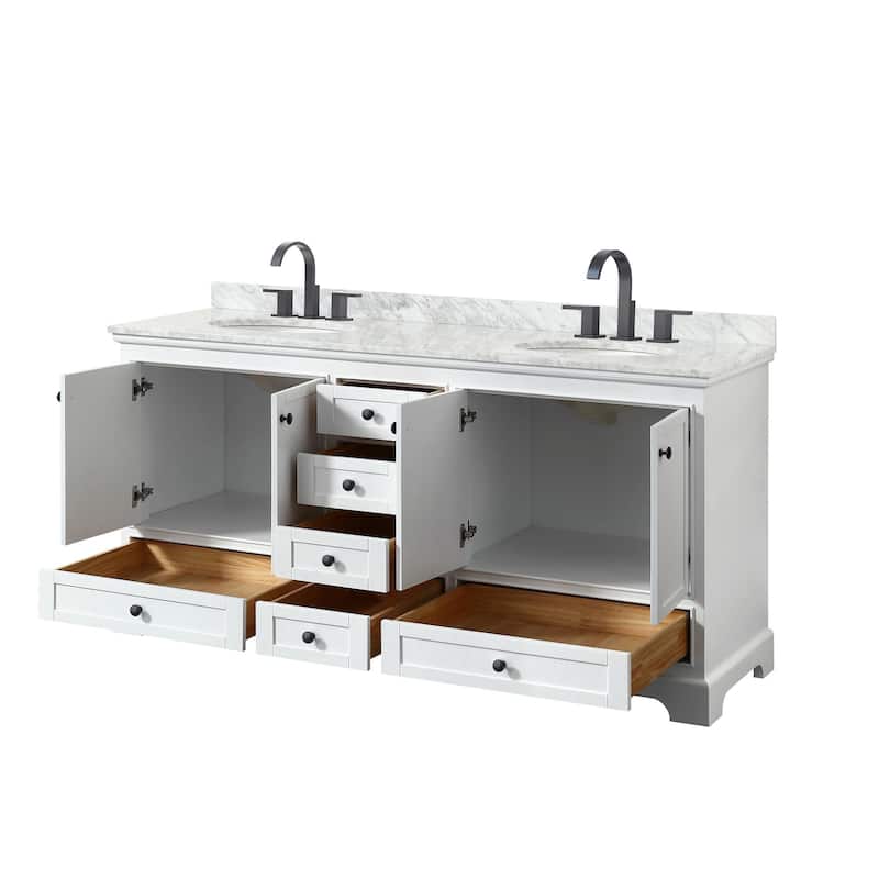 Wyndham Collection Deborah 72" Free Standing Double Vanity Set with