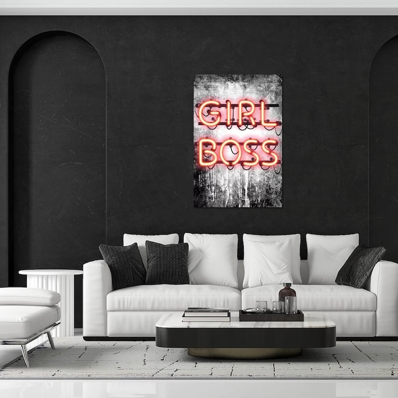 Girl Boss Neon Sign Print On Acrylic Glass by Amanda Greenwood - 32x24x0.25