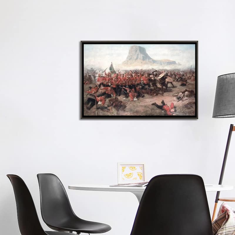 iCanvas "The Battle of Isandlwana- The Last Stand of the 24th Regiment of Foot" by Charles Edwin Fripp Framed