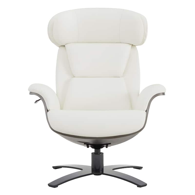 Spruce & Spring Leon Swivel Recliner Chair with Ottoman Set and Adjustable Headrest