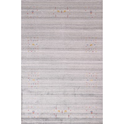 Tribal Striped Gabbeh Indian Area Rug Handmade Wool Carpet - 5'2"x 7'9"